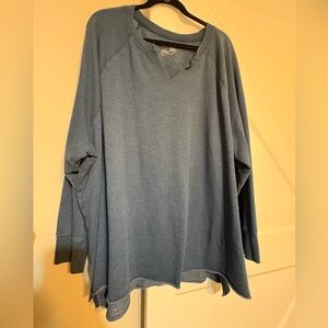 Terra & Sky Denim Blue Notch Neck Pullover